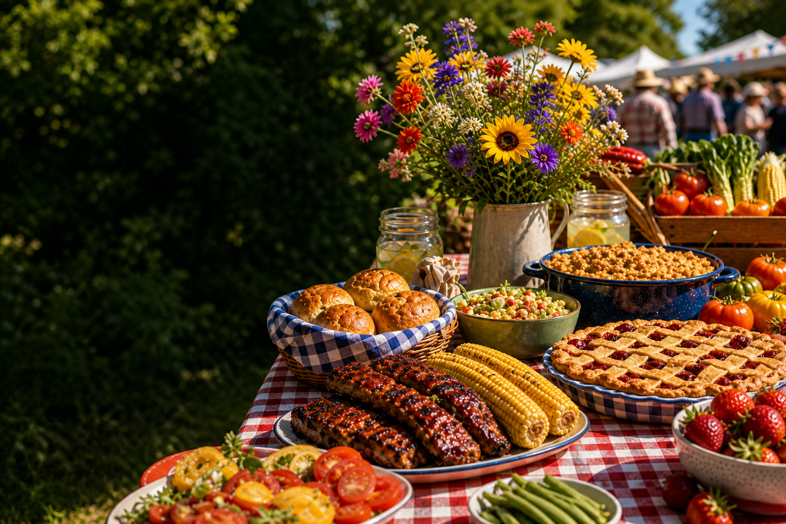 A Midwest harvest table filled with family dishes
