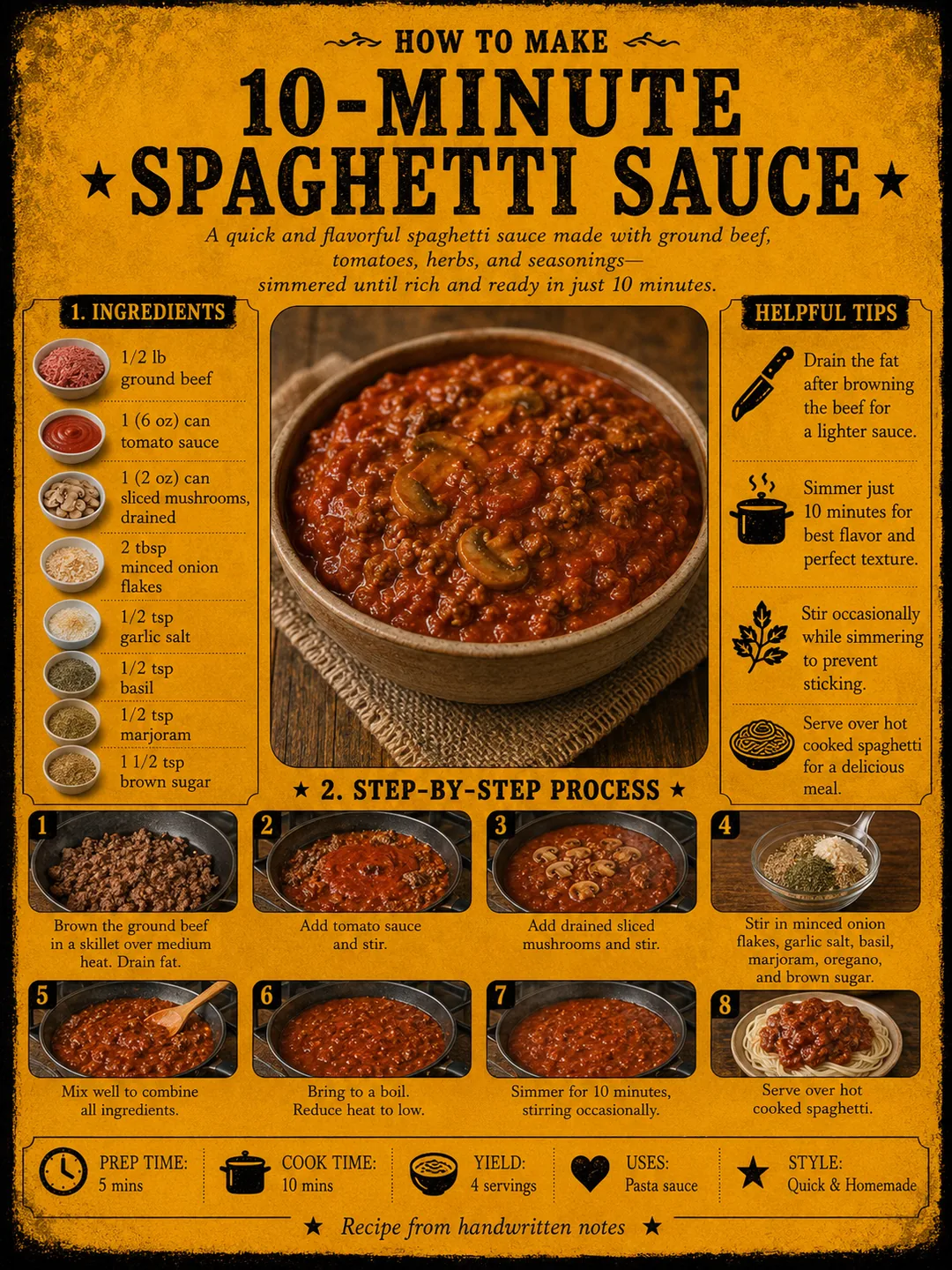 Official source card for 10 Minute Spaghetti Sauce