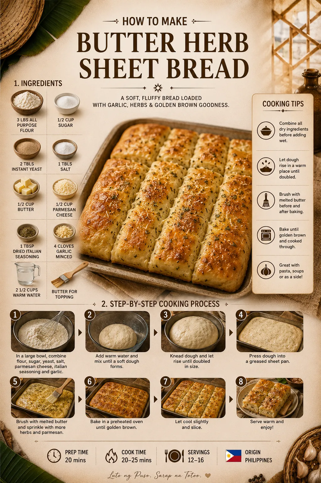 Official source card for Butter Herb Sheet Bread