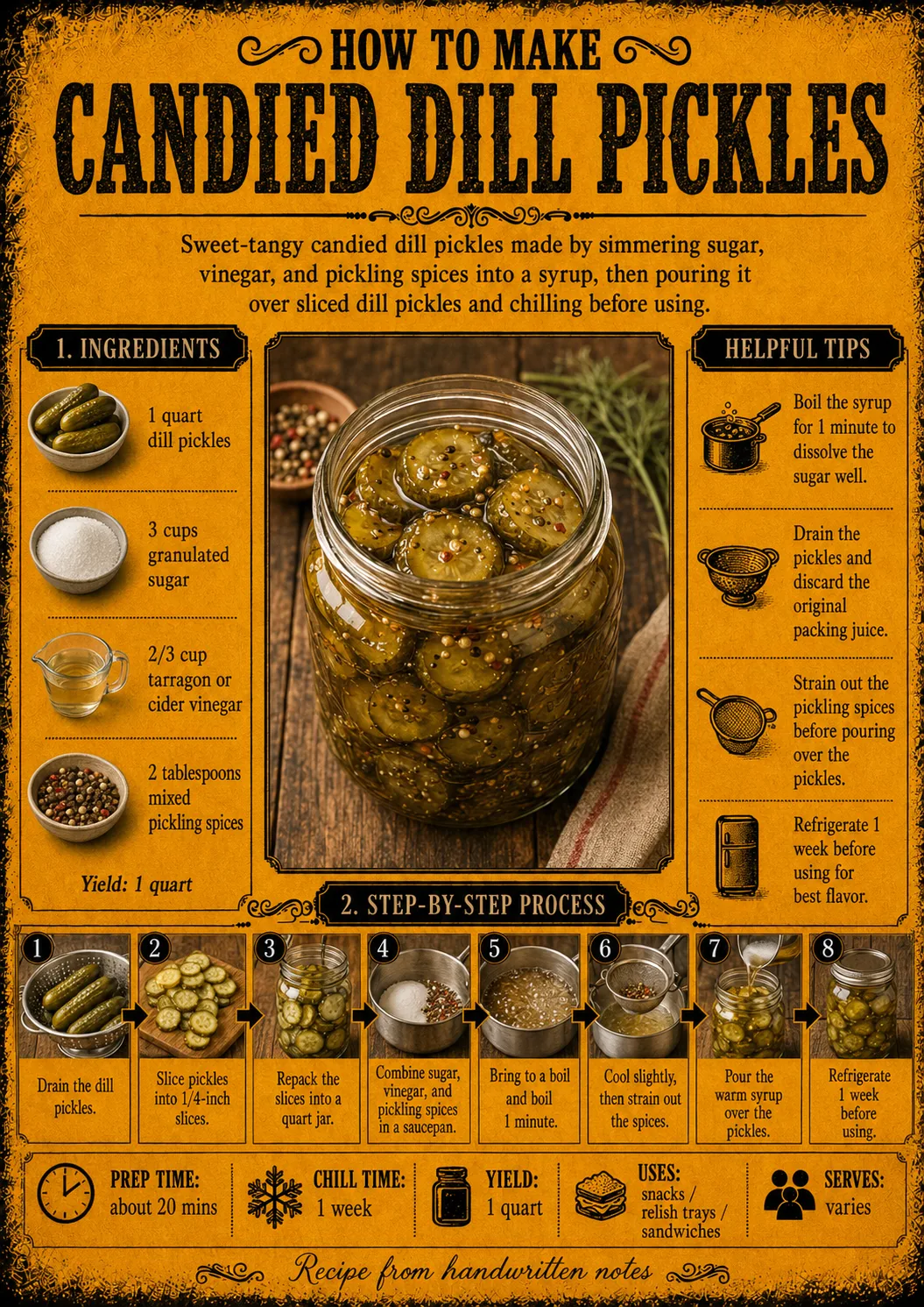 Official source card for Candied Dill Pickles