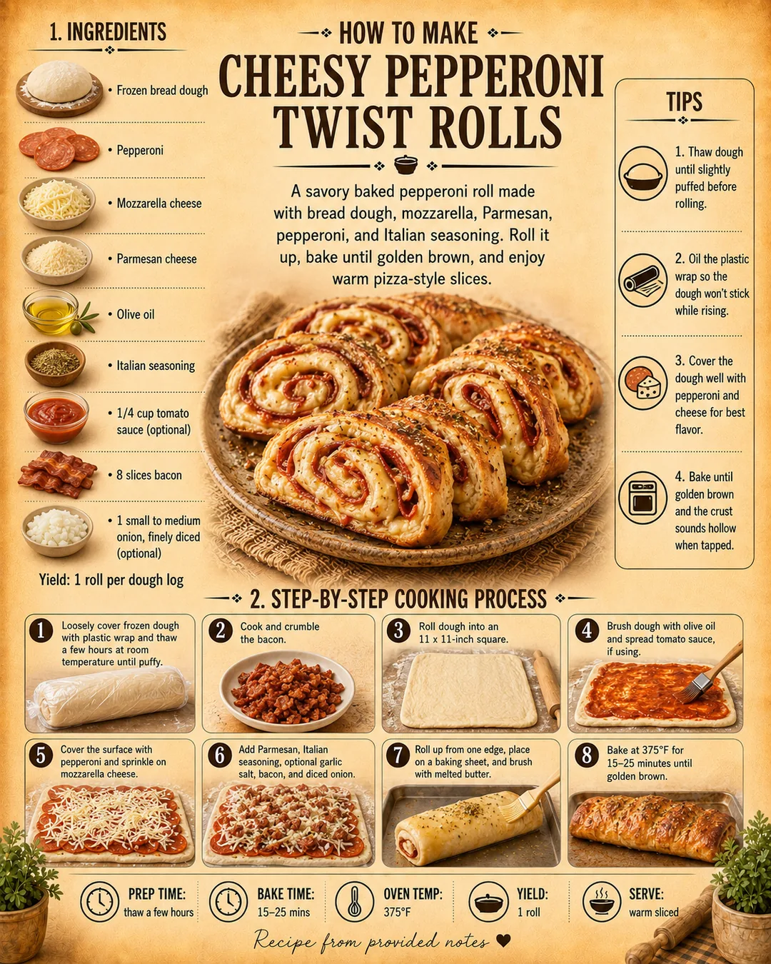 Official source card for Cheesy Pepperoni Twist Rolls