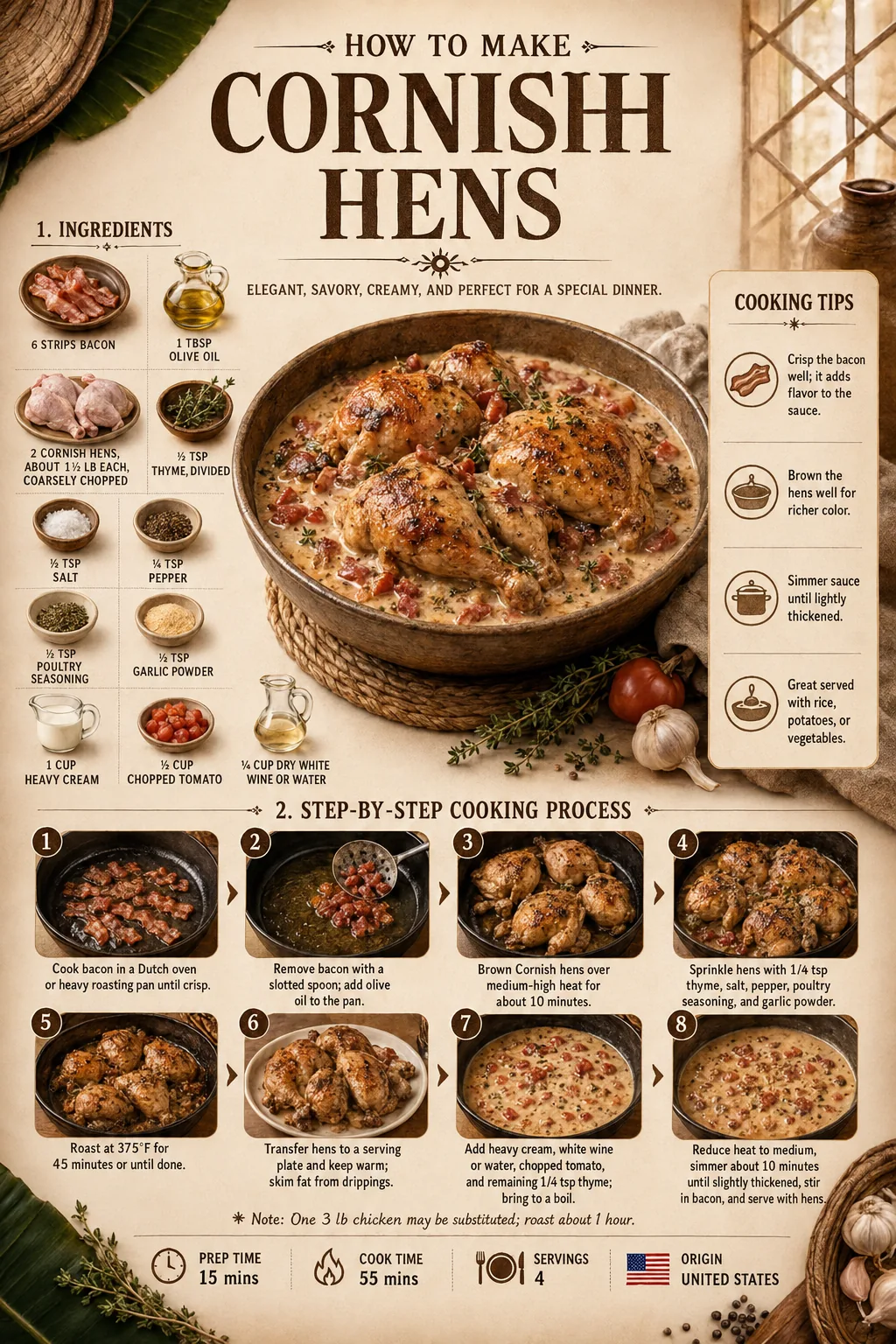 Official source card for Cornish Hens
