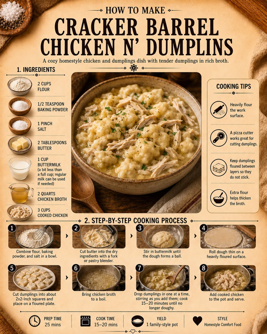 Official source card for Cracker Barrel Chicken N' Dumplins