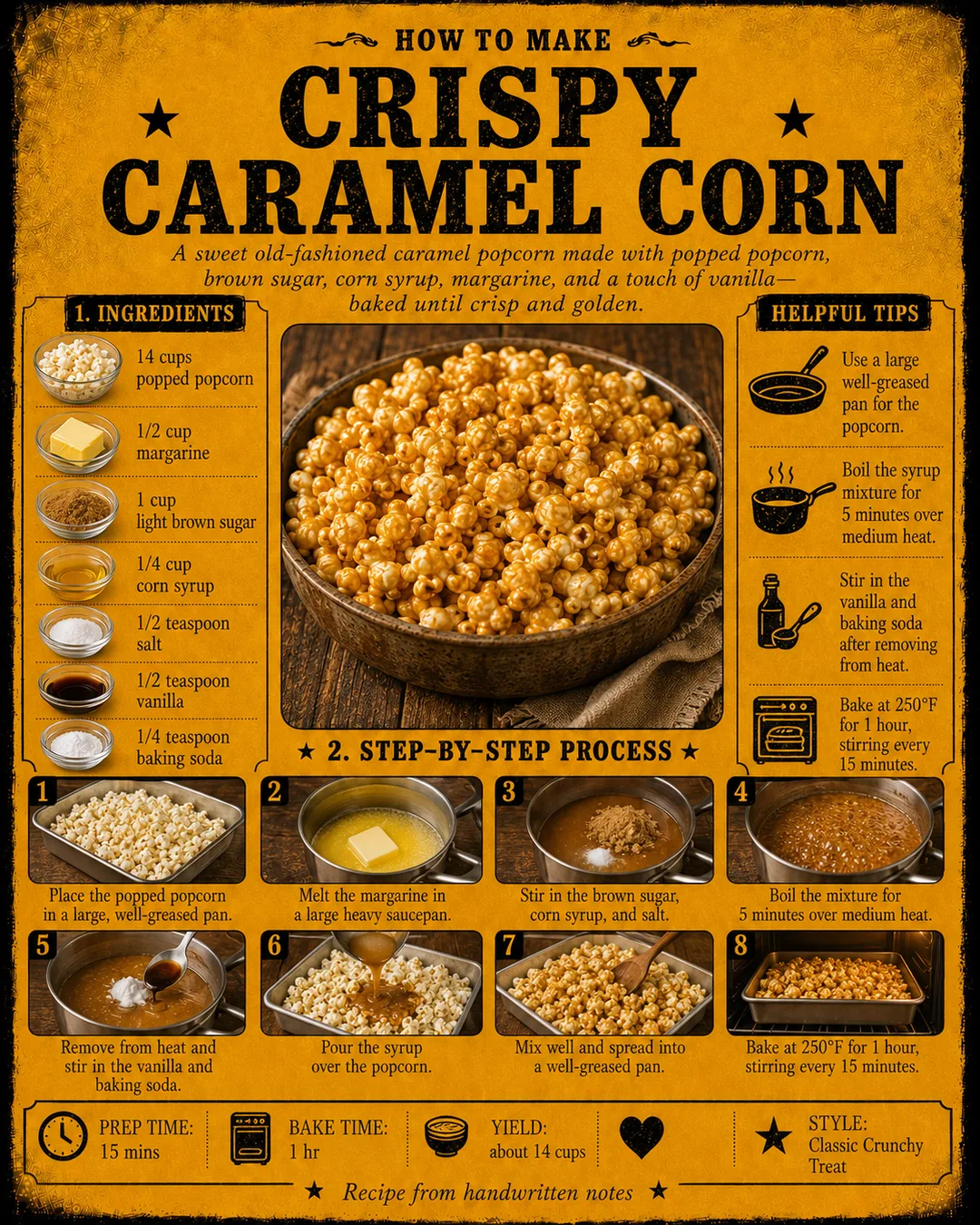Official source card for Crispy Caramel Corn