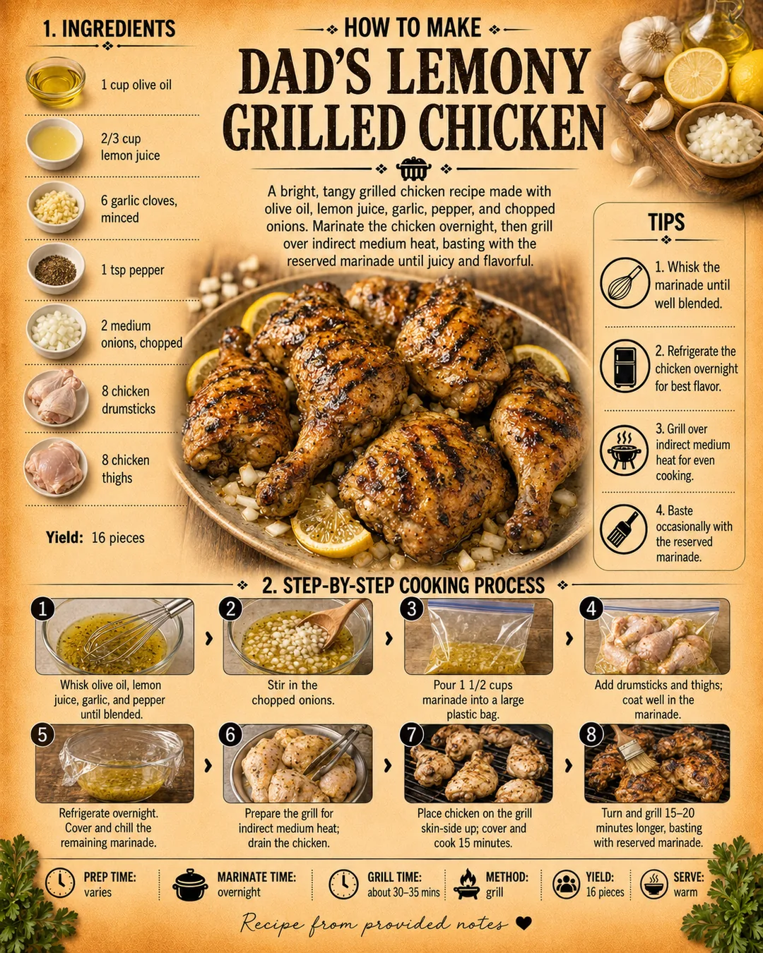 Official source card for Dad's Lemony Grilled Chicken
