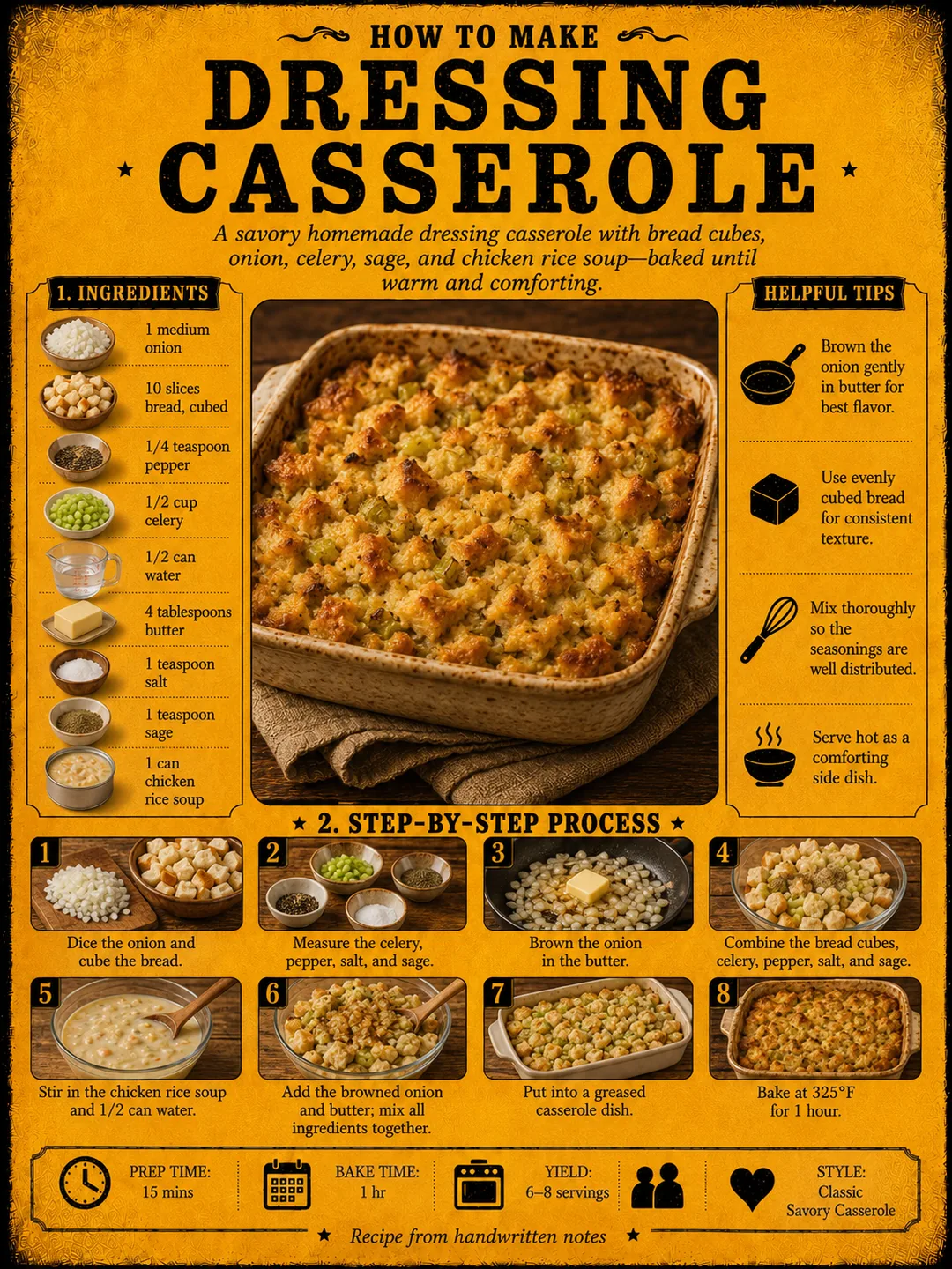 Official source card for Dressing Casserole
