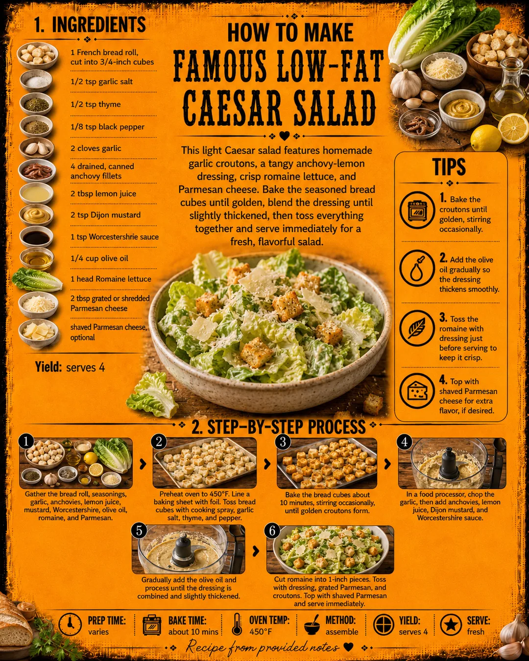 Official source card for Famous Low Fat Caesar Salad