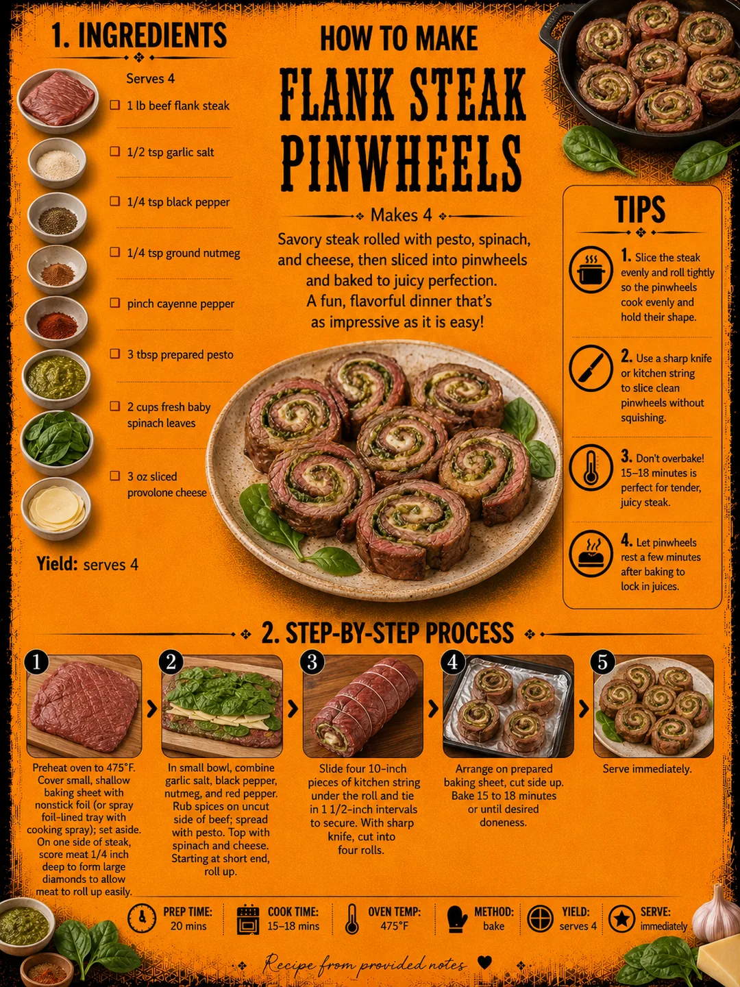 Official source card for Flank Steak Pinwheels