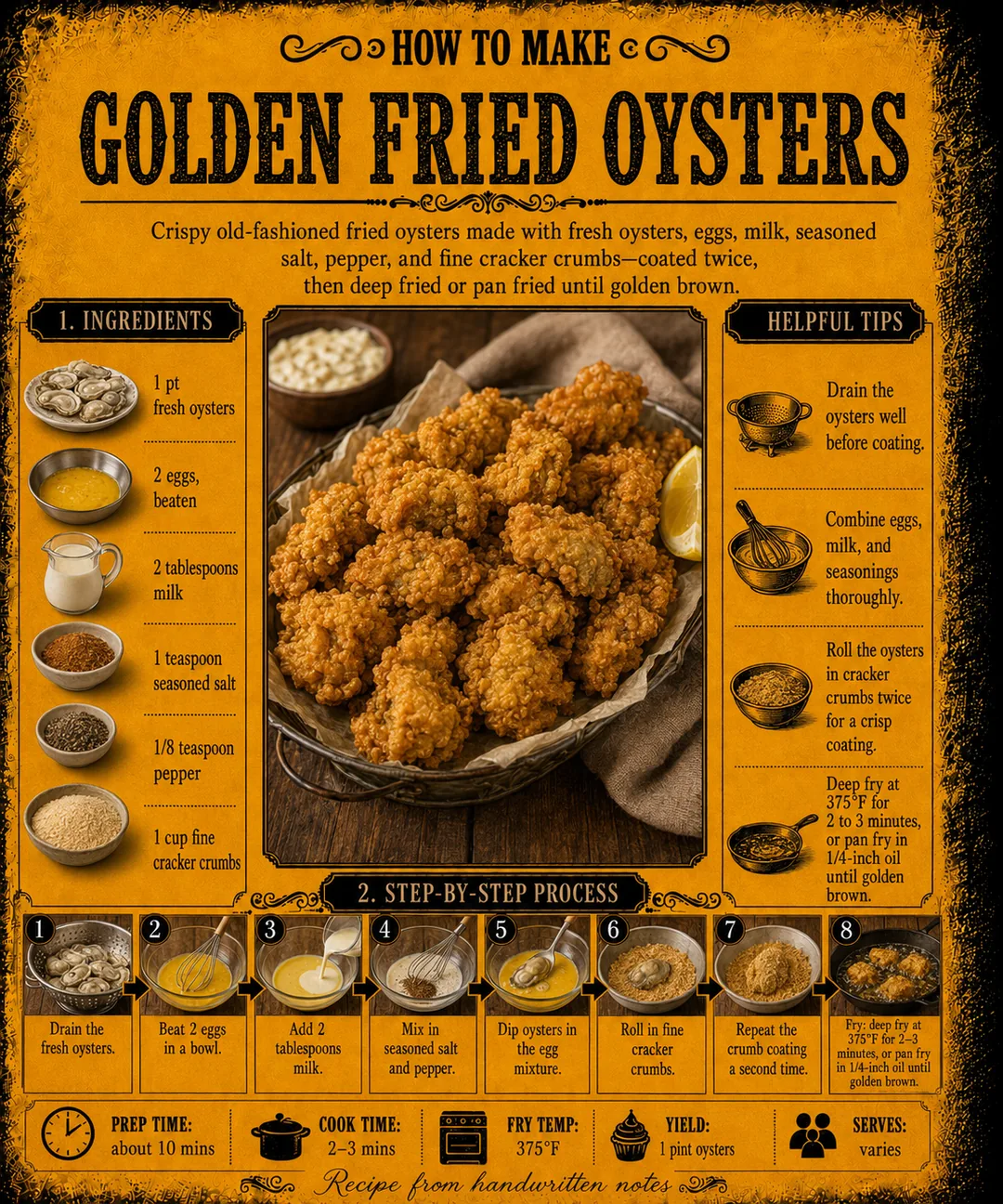 Official source card for Golden Fried Oysters