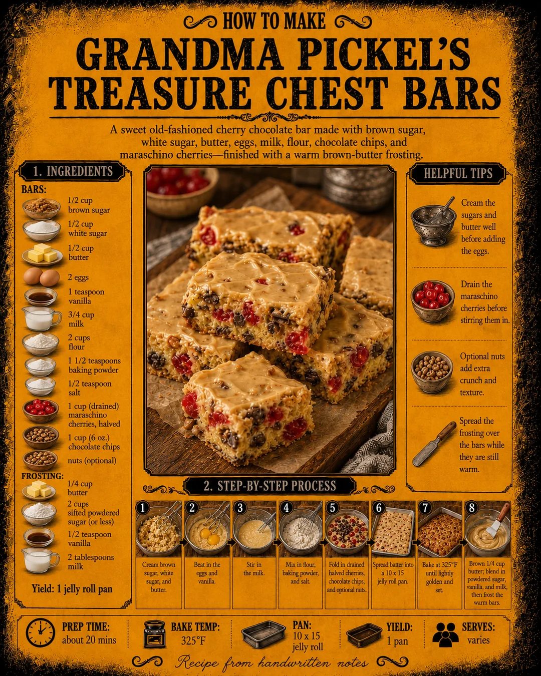 Official source card for Grandma Pickel's Treasure Chest Bars