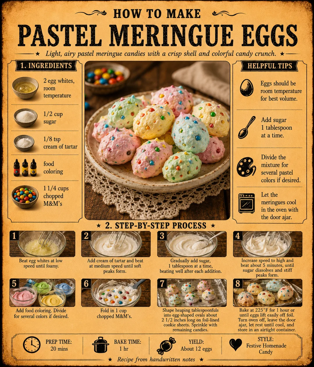 Official source card for Pastel Meringue Eggs