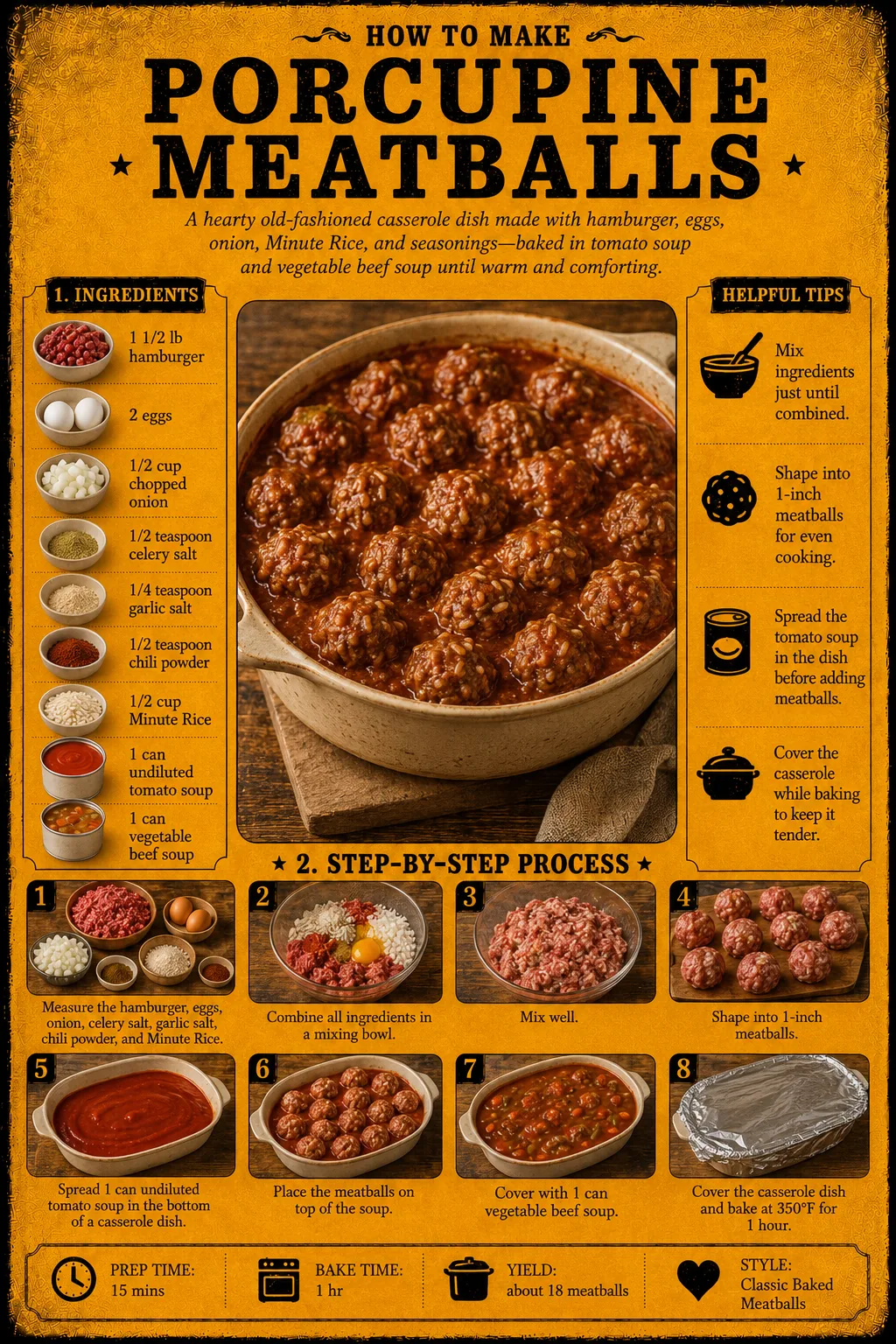 Official source card for Porcupine Meatballs