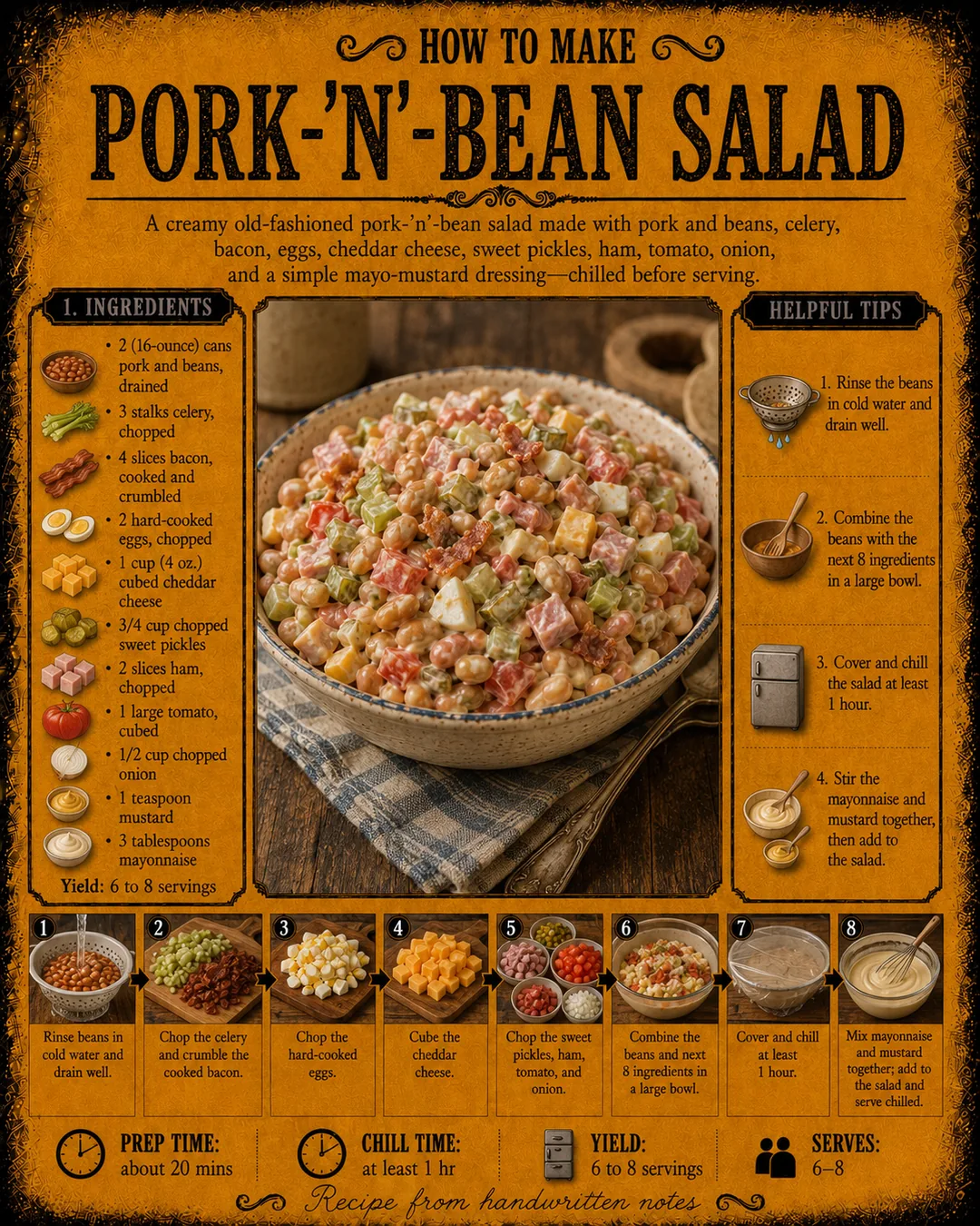 Official source card for Pork 'N' Bean Salad