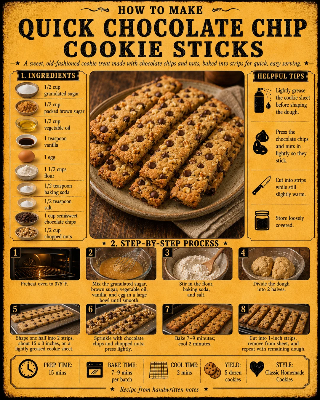 Official source card for Quick Chocolate Chip Cookie Sticks