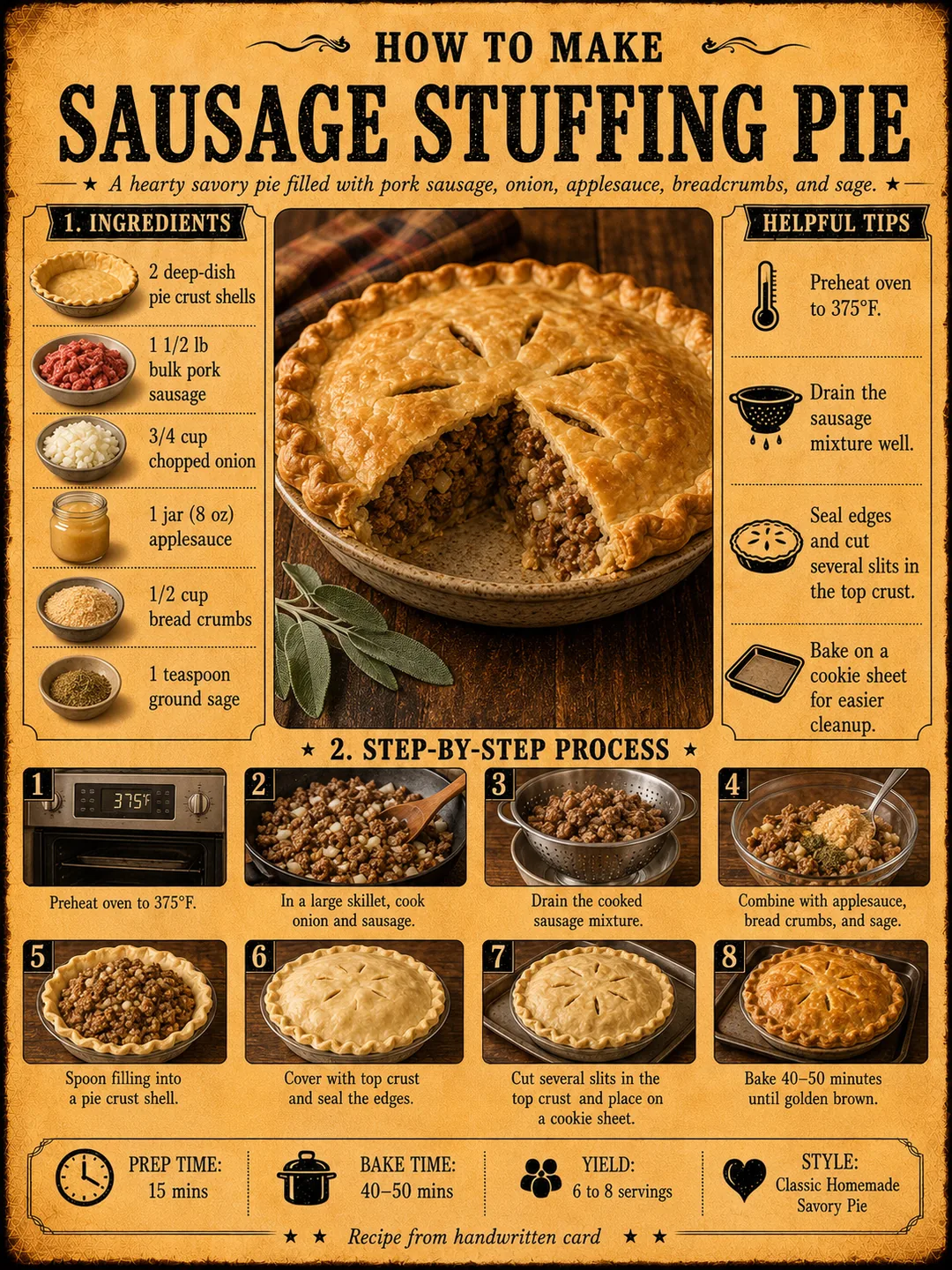 Official source card for Sausage Stuffing Pie