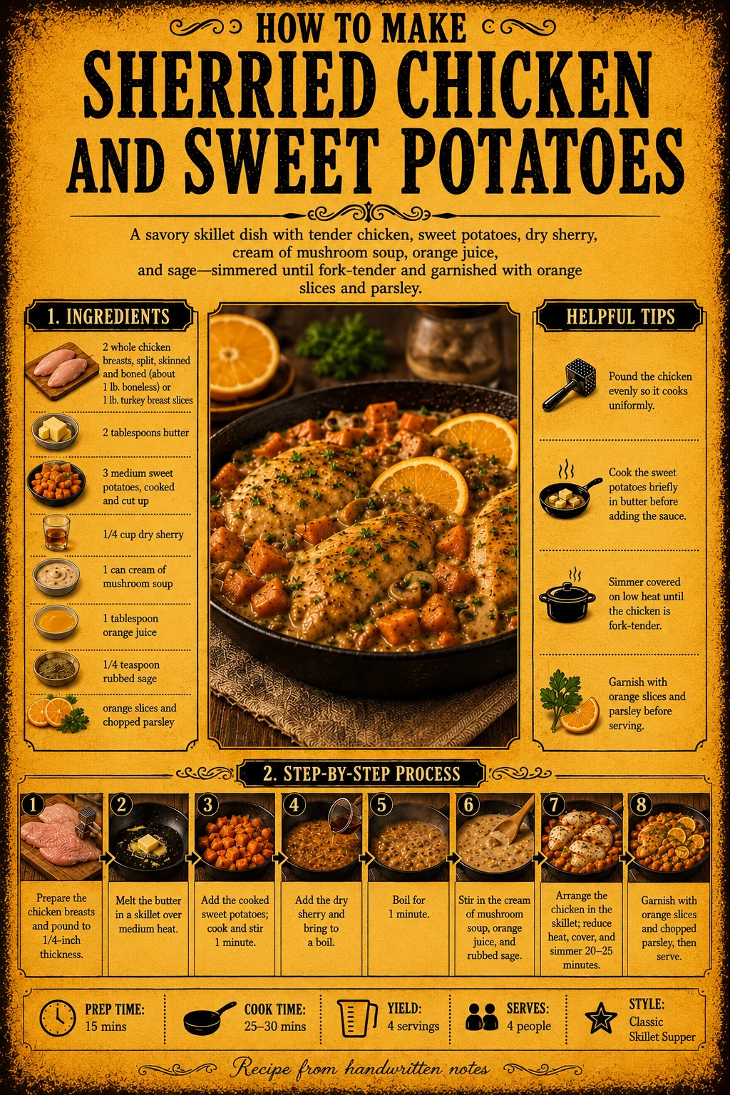 Official source card for Sherried Chicken And Sweet Potatoes