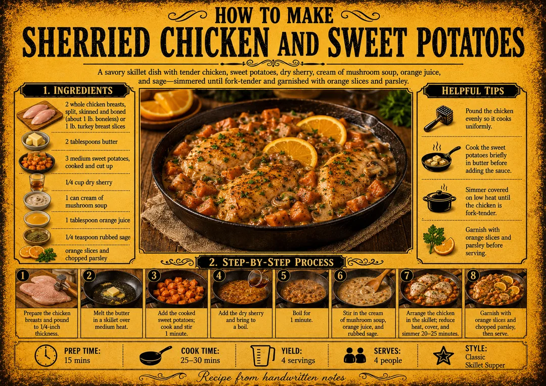 Official source card for Sherried Chicken And Sweet Potatoes