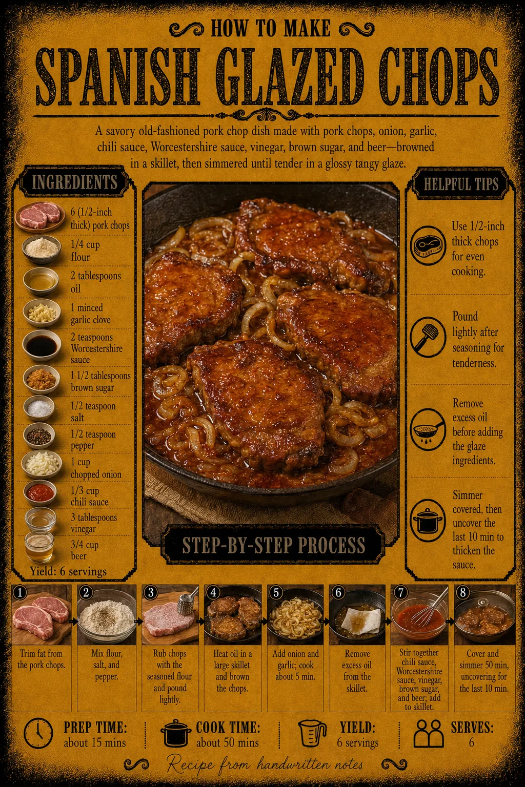 Official source card for Spanish Glazed Chops