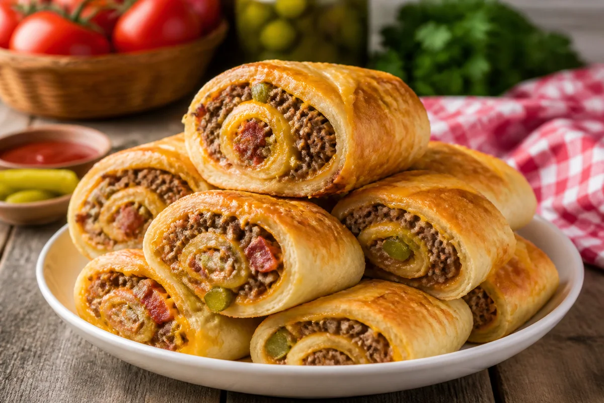 Bacon Cheeseburger Roll Up prepared dish