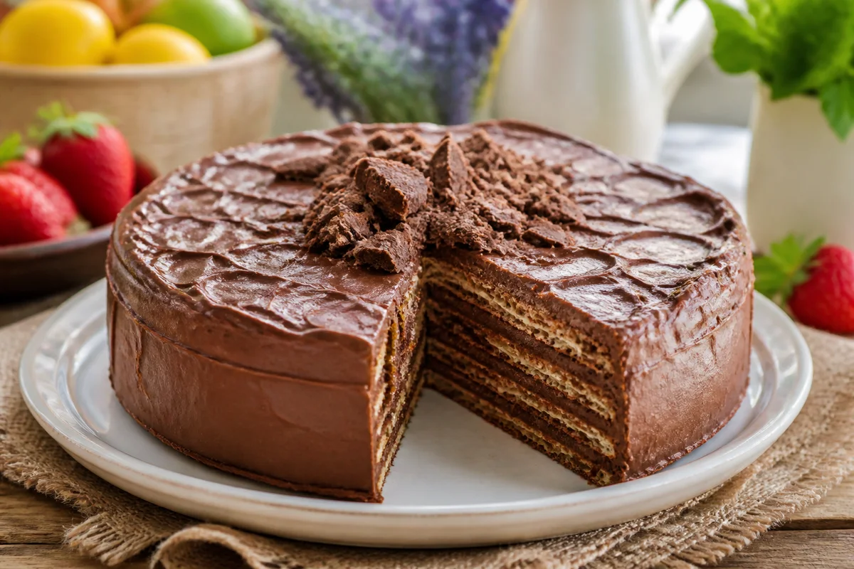 Chocolate Wafer Torte prepared dish