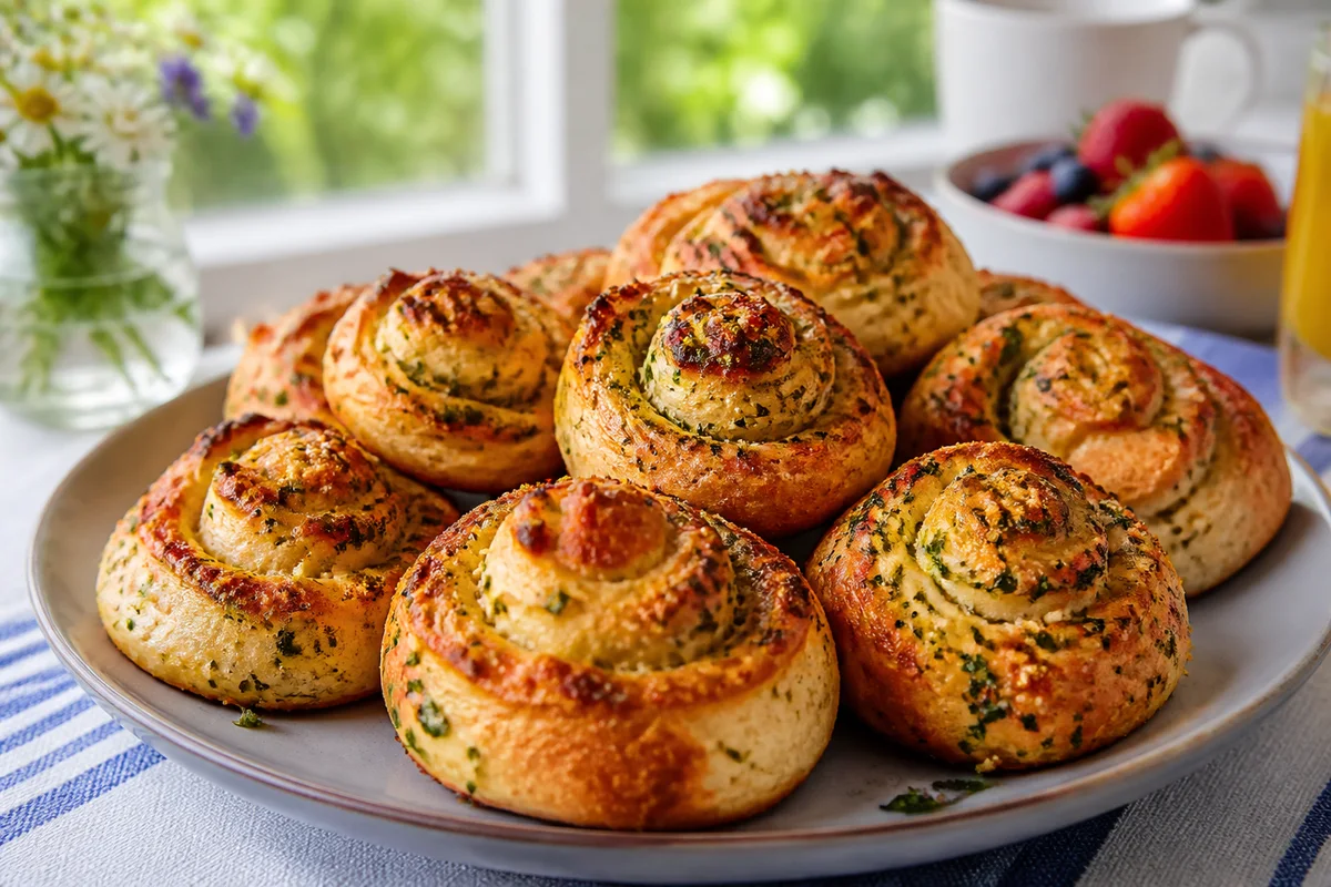 Crusty Garlic Spirals prepared dish