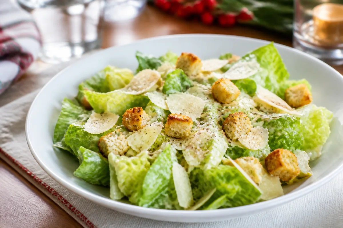 Famous Low Fat Caesar Salad prepared dish