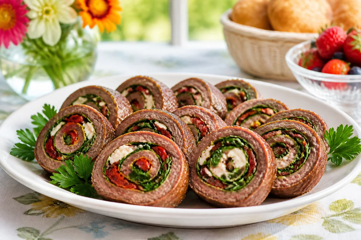 Flank Steak Pinwheels prepared dish