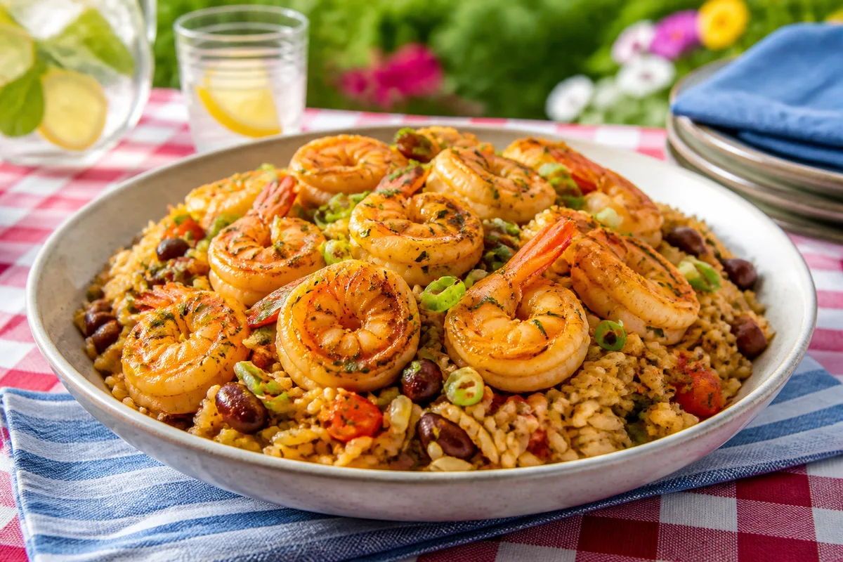 Jamaican Shrimp And Rice prepared dish