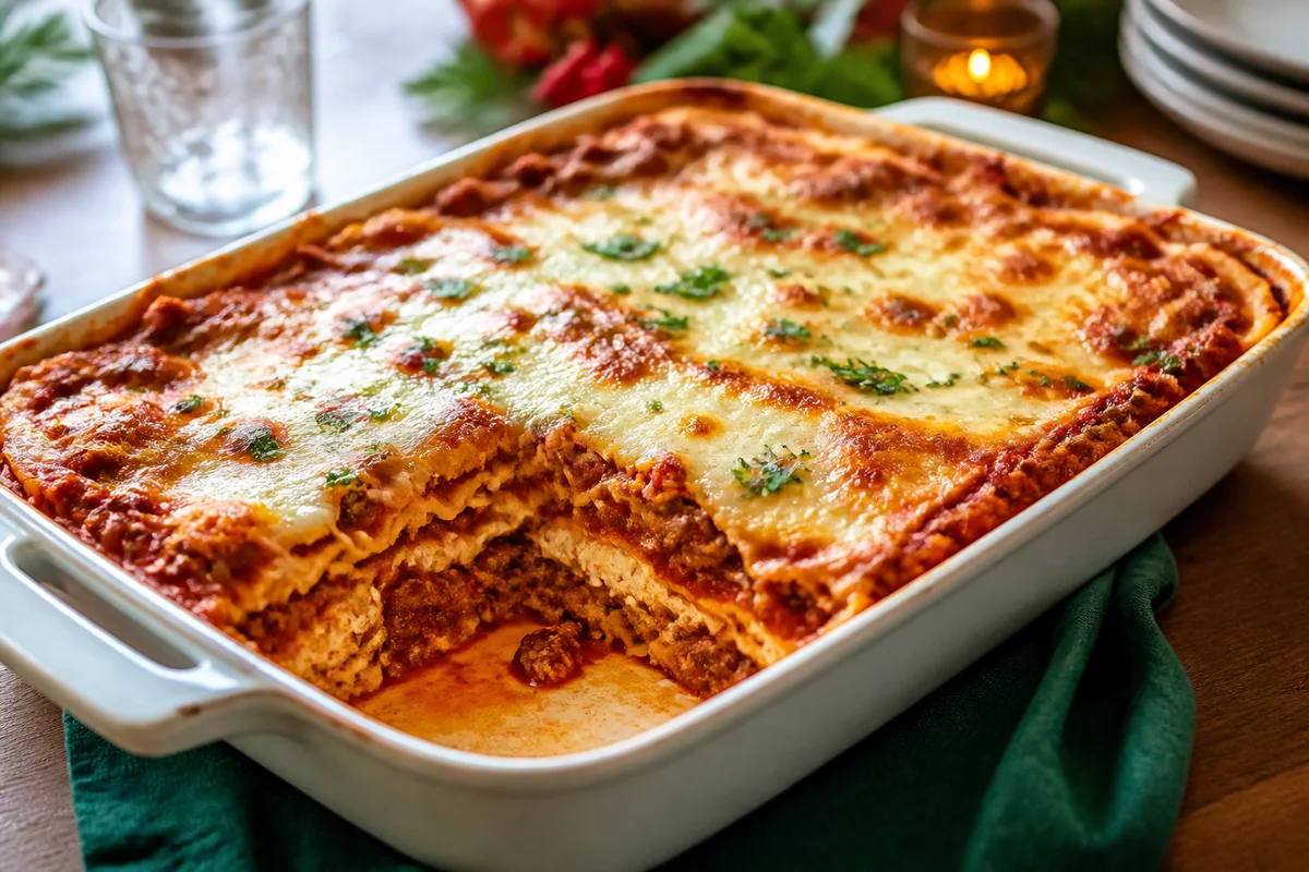 Lasagna For A Crowd prepared dish