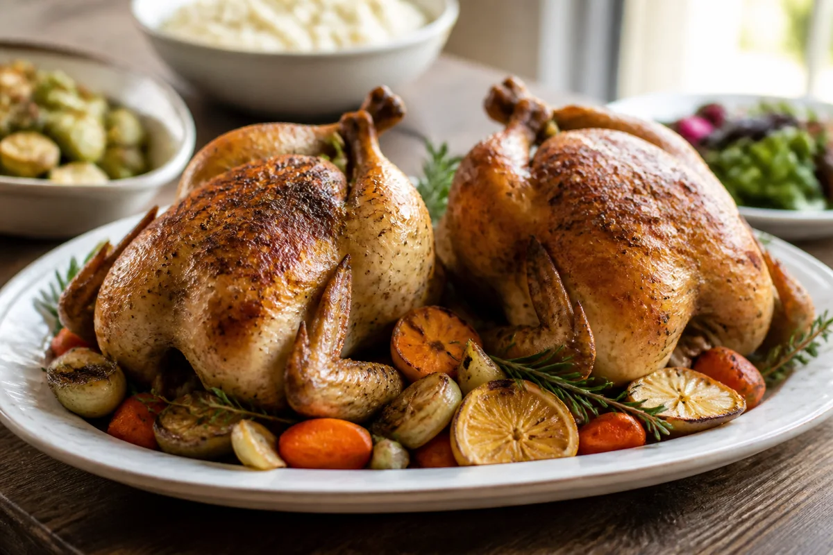 Marinated Cornish Hens prepared dish