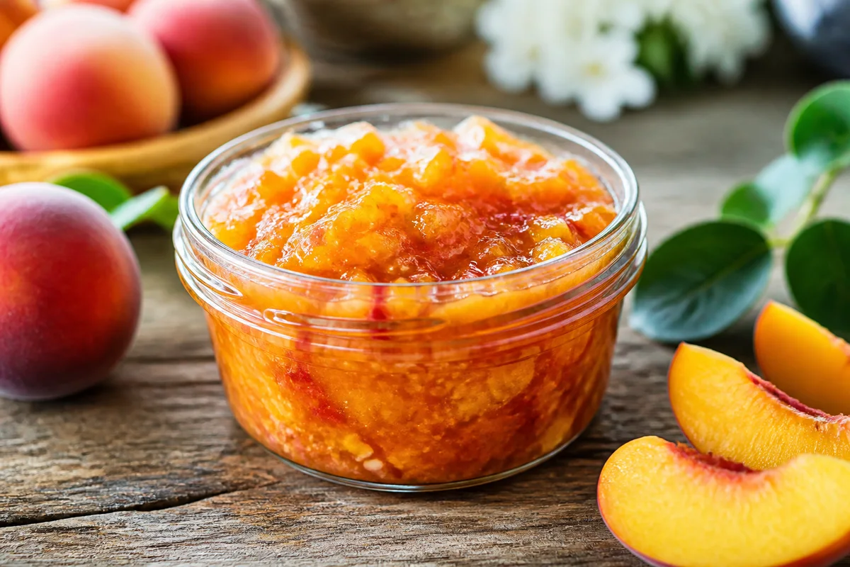 No Cook Peach Relish Jam prepared dish
