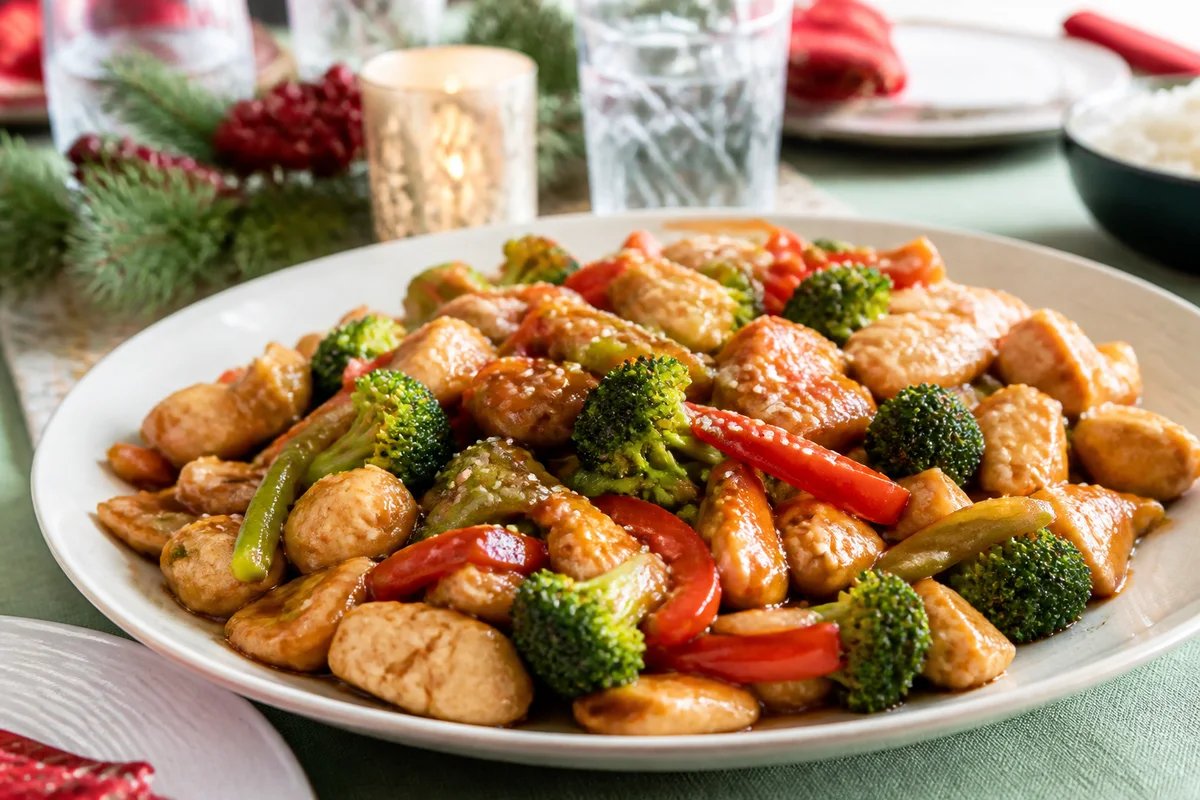 Quick Saucy Chicken Stir Fry prepared dish