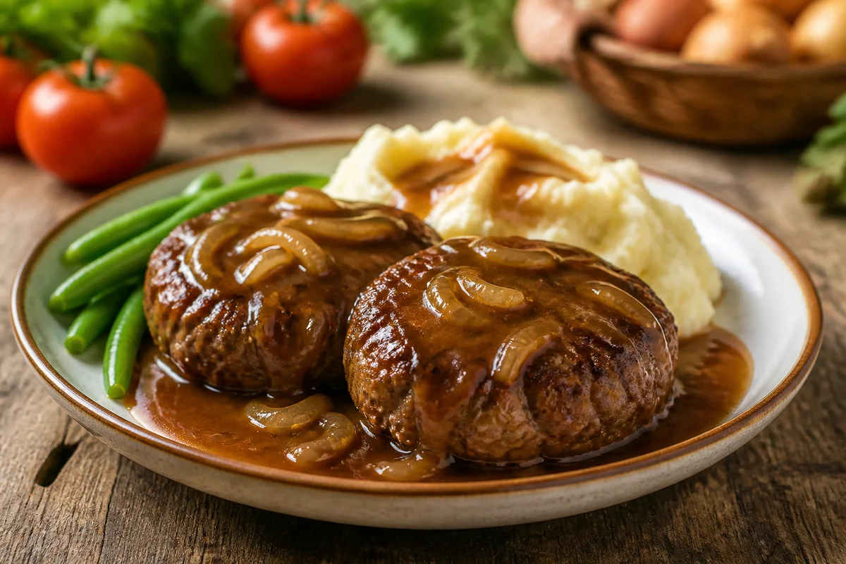Salisbury Burger Patties prepared dish