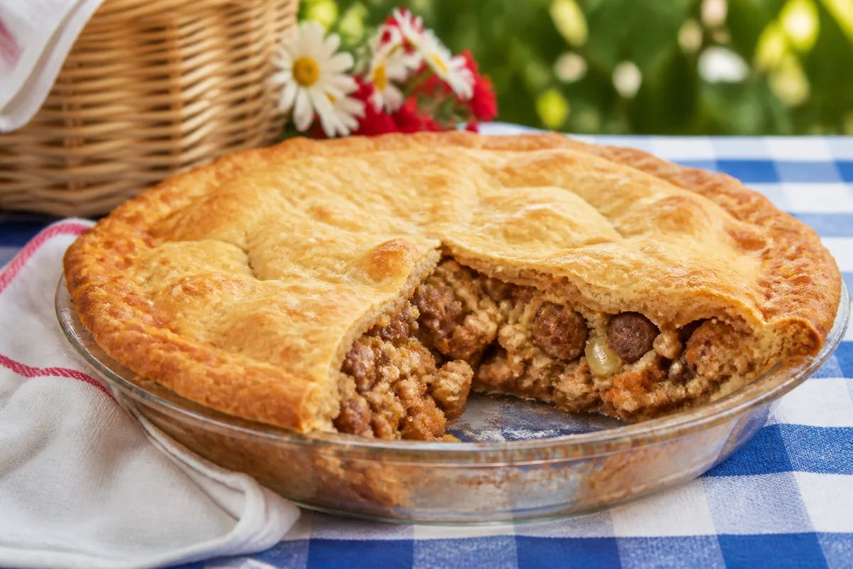 Sausage Stuffing Pie prepared dish