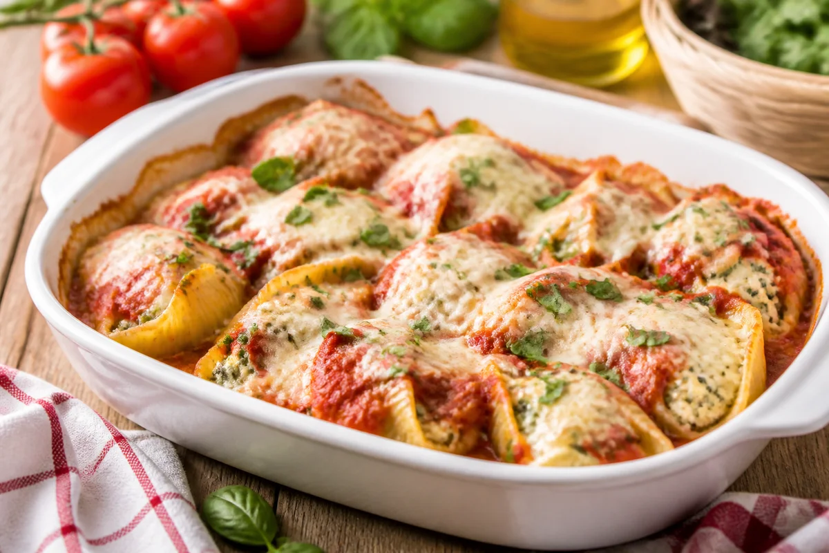Sicilian Stuffed Shells prepared dish