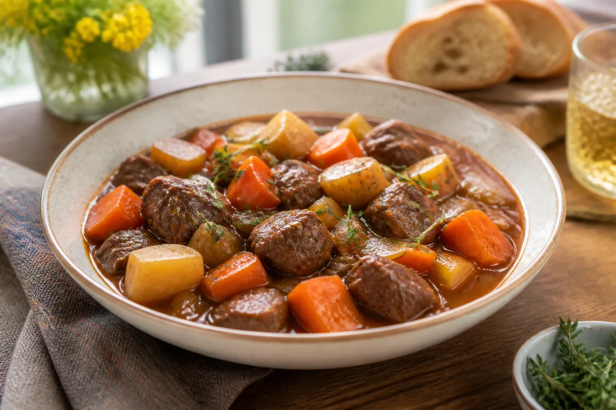 Slow Cooked Beef Stew prepared dish