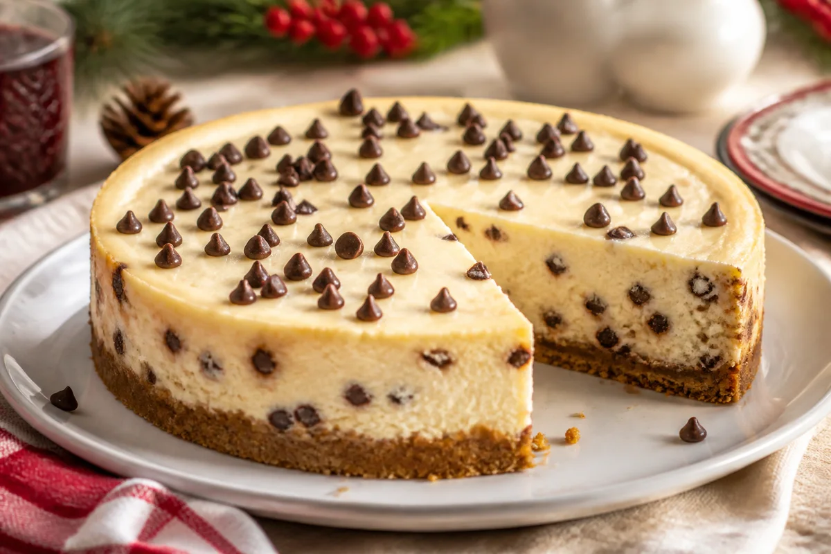 Speedy Chocolate Chip Cheesecake prepared dish