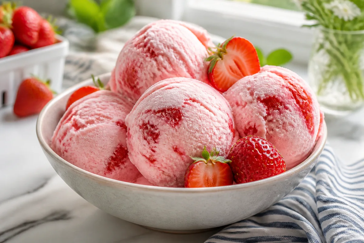 Strawberry Freezer Ice Cream prepared dish