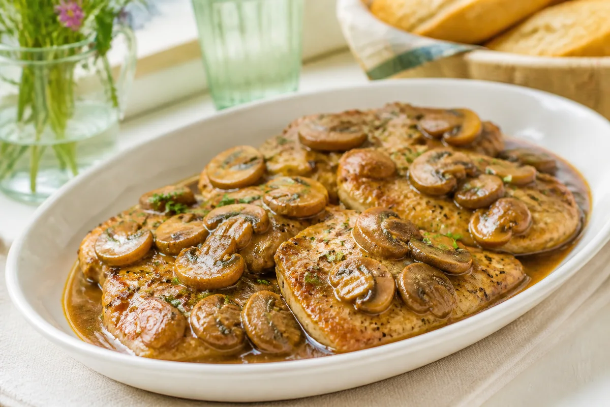 Traditional Chicken Marsala prepared dish